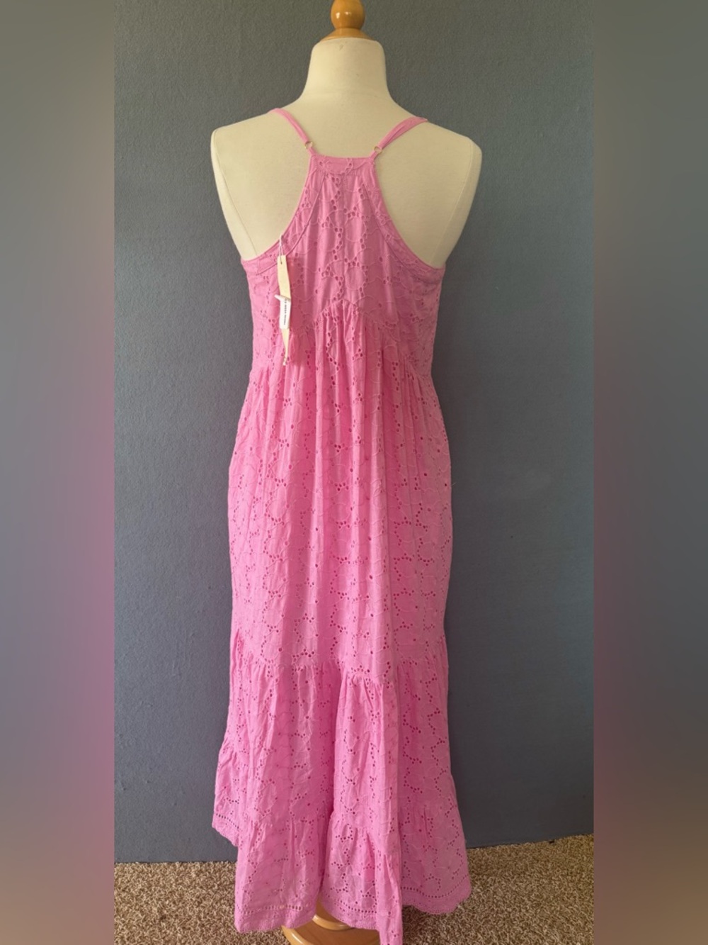 Saltwater LUXE Amalia Midi Dress Pink Eyelet Embroidered Cotton Sundress S NWT - Picture 6 of 11